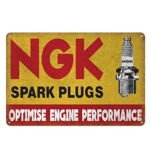 Spark Plug - NGKスパークプラグのブリキ製サイン、レトロな自動車修理工場やガレージの壁飾り、装飾プレート。