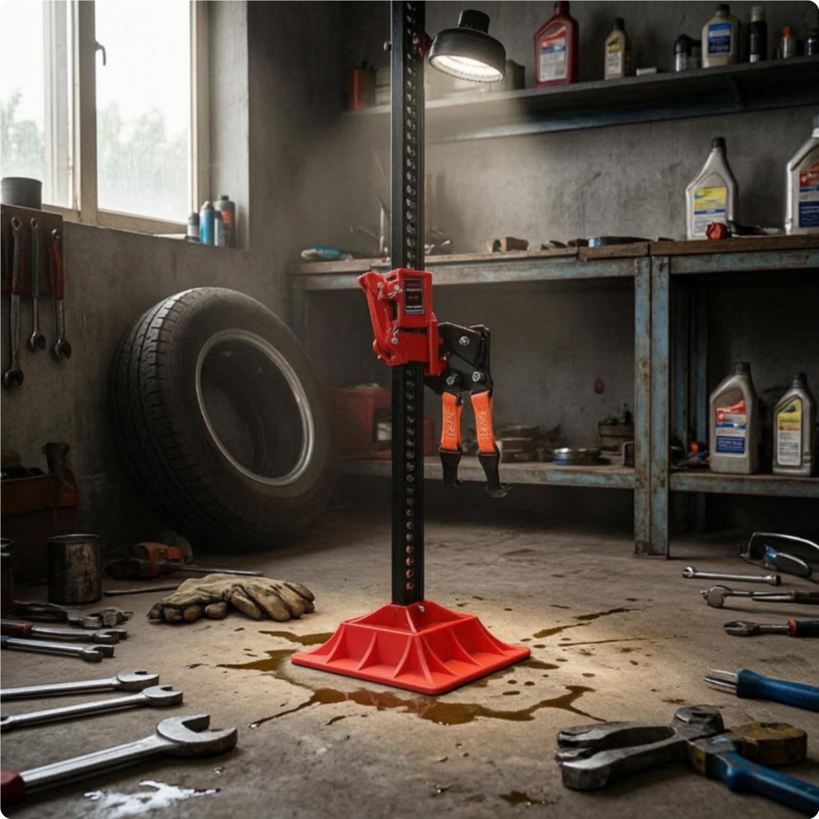 Car Jack - 床用ジャッキ用、頑丈な昇降サポート、滑り止め加工を施した赤い表面を持つ、車用ジャッキ用フットプレートベースパッド。ガレージ用具として。